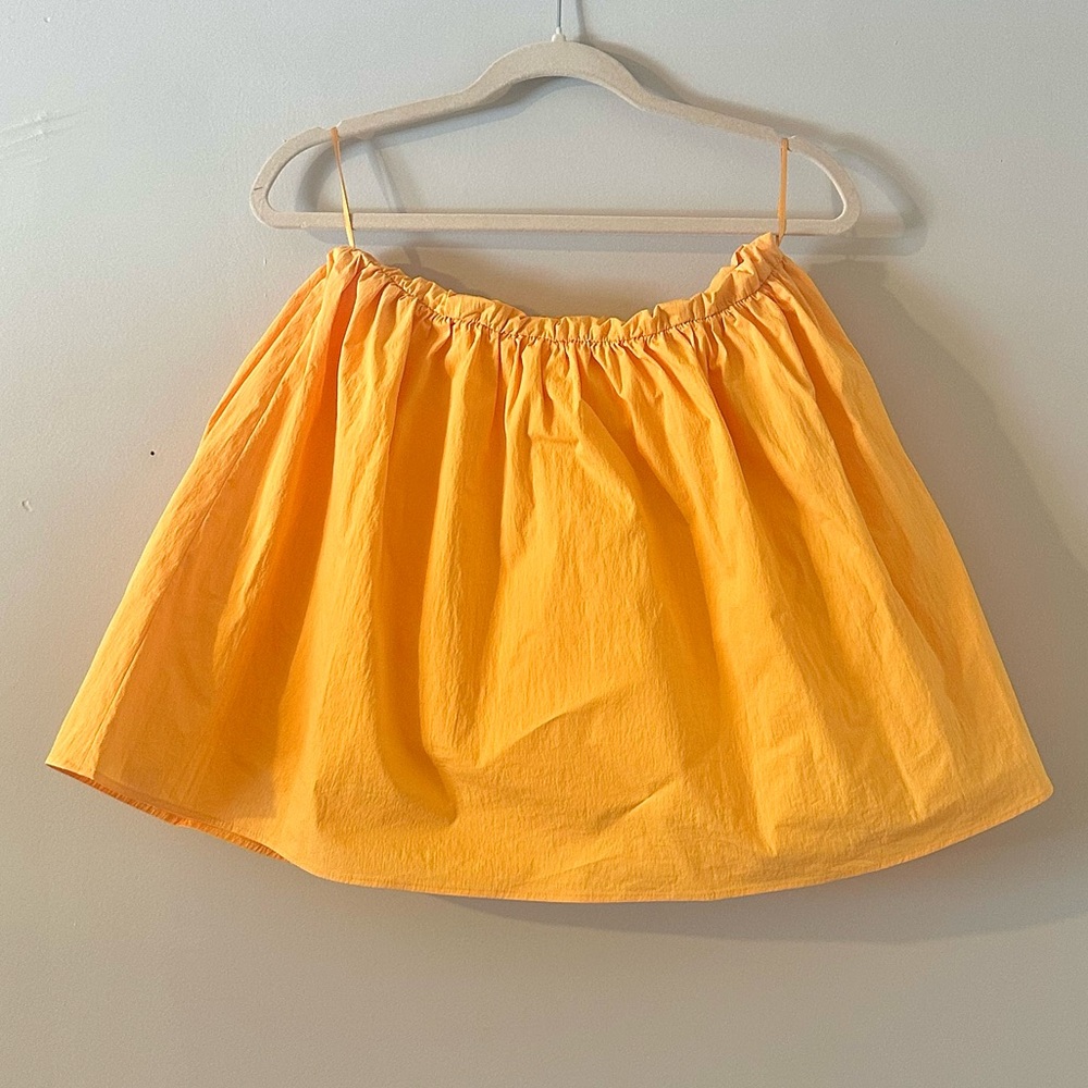 Zara Yellow Strapless Puff Crop Top Size M